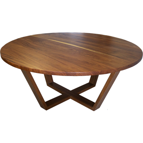 Mesa de comedor redonda con cubierta y base de madera sólida de Parota. CONCAVO muebles